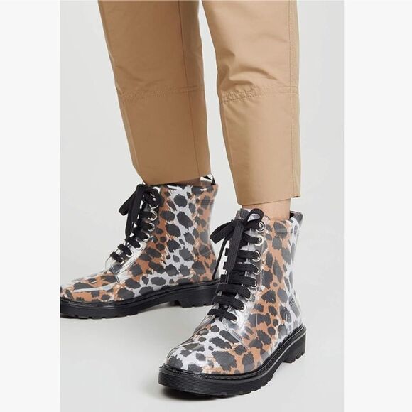 Sergio Rossi Women's Winter Jelly Rain Boot Leopard NWOB Size 37 - Picture 1 of 12